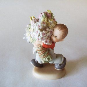 Vintage Lucie Attwell Figurine, Boy & Flowers, Enesco 1991
